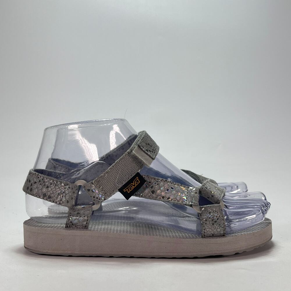 Teva Original Universal Silver Grey Drizzle Sparklie Sandals 1134376C Youth Sz 2